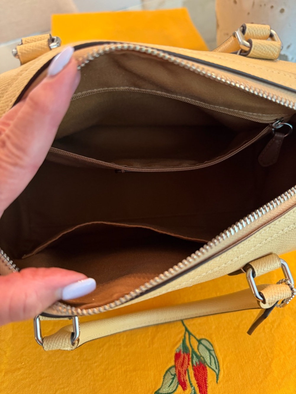 Coach Rowan Satchel Bag in Cream - Picture 4 of 7